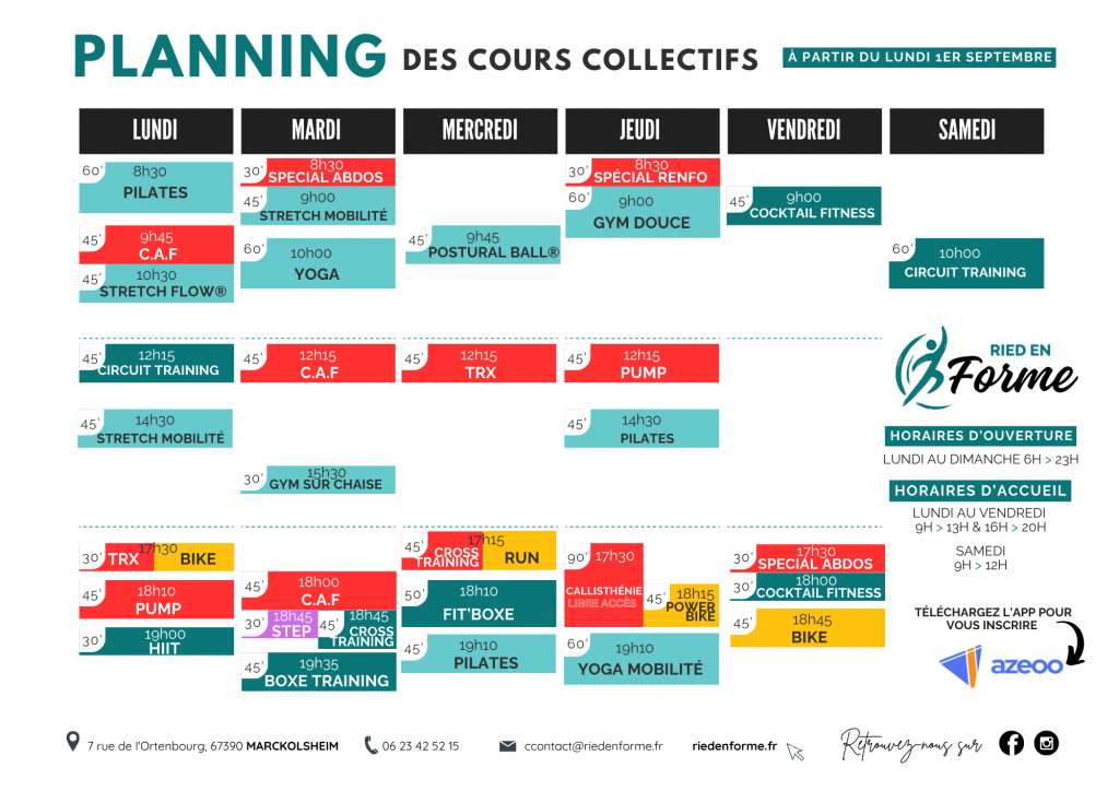 PLANNING 2025-2026 - Ried en Forme ( Marckolsheim) fitness cours collectifs