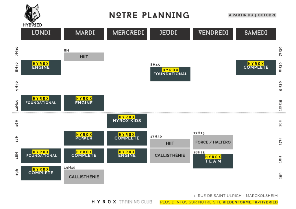 Planning Hyb'ried - Hyrox training club marckolsheim (ried en forme)